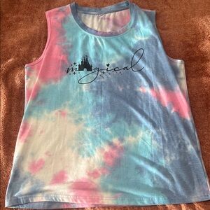 Tie-Dye Sleeveless Top with Disney Magical Print